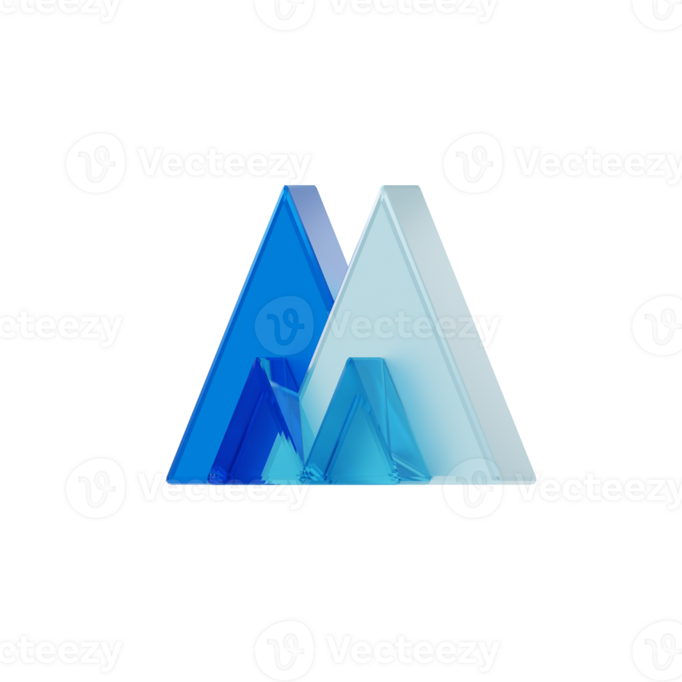 Blue Glass style 3d letter M png