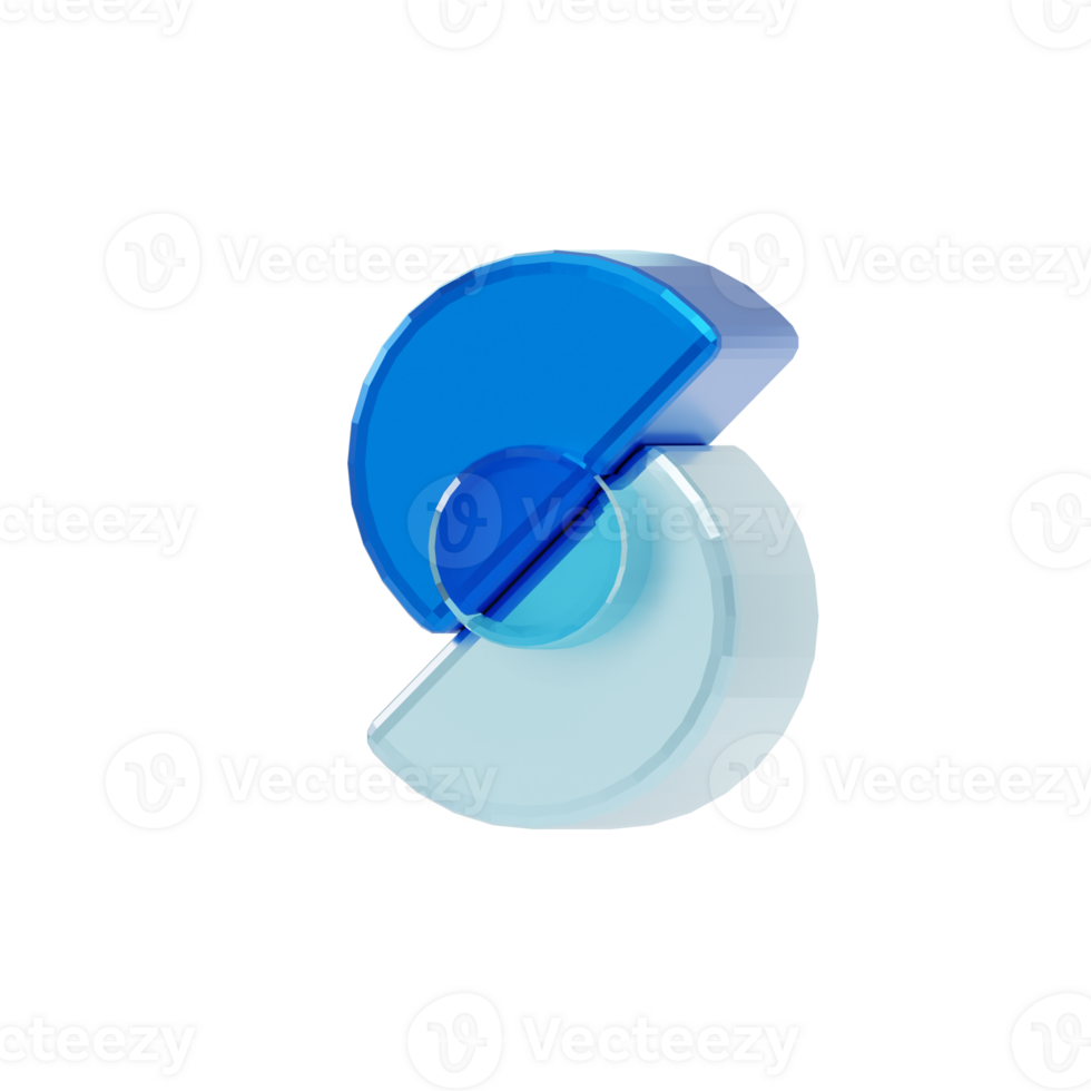 Blue Glass style 3d letter S png