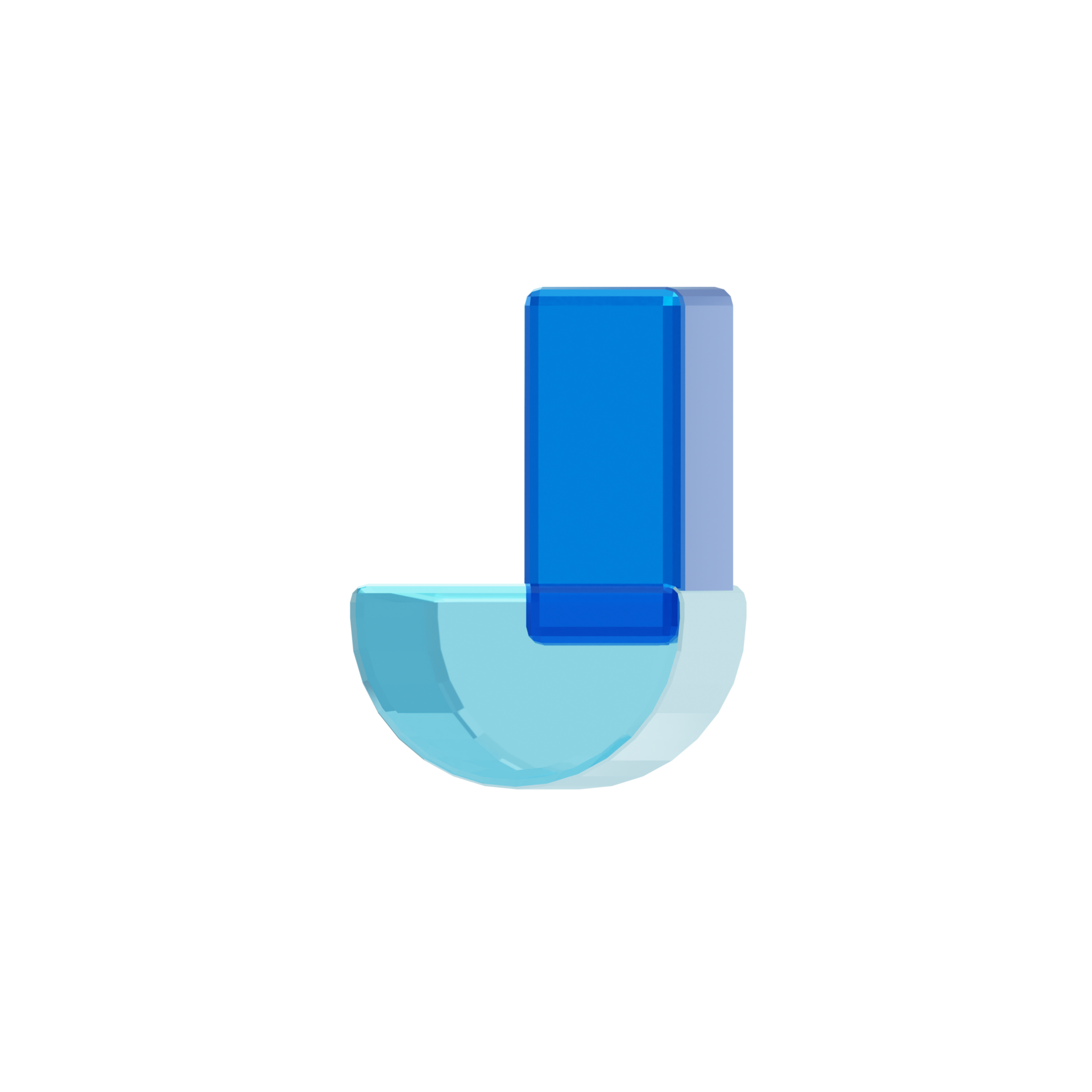 Blue Glass style 3d letter J 29571048 PNG