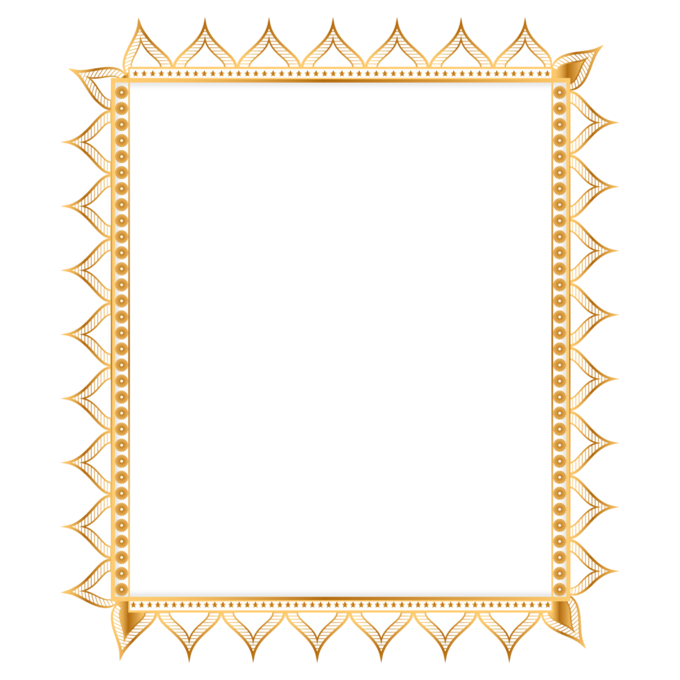 Rectangle Gold Border Design with luxury mandala style png