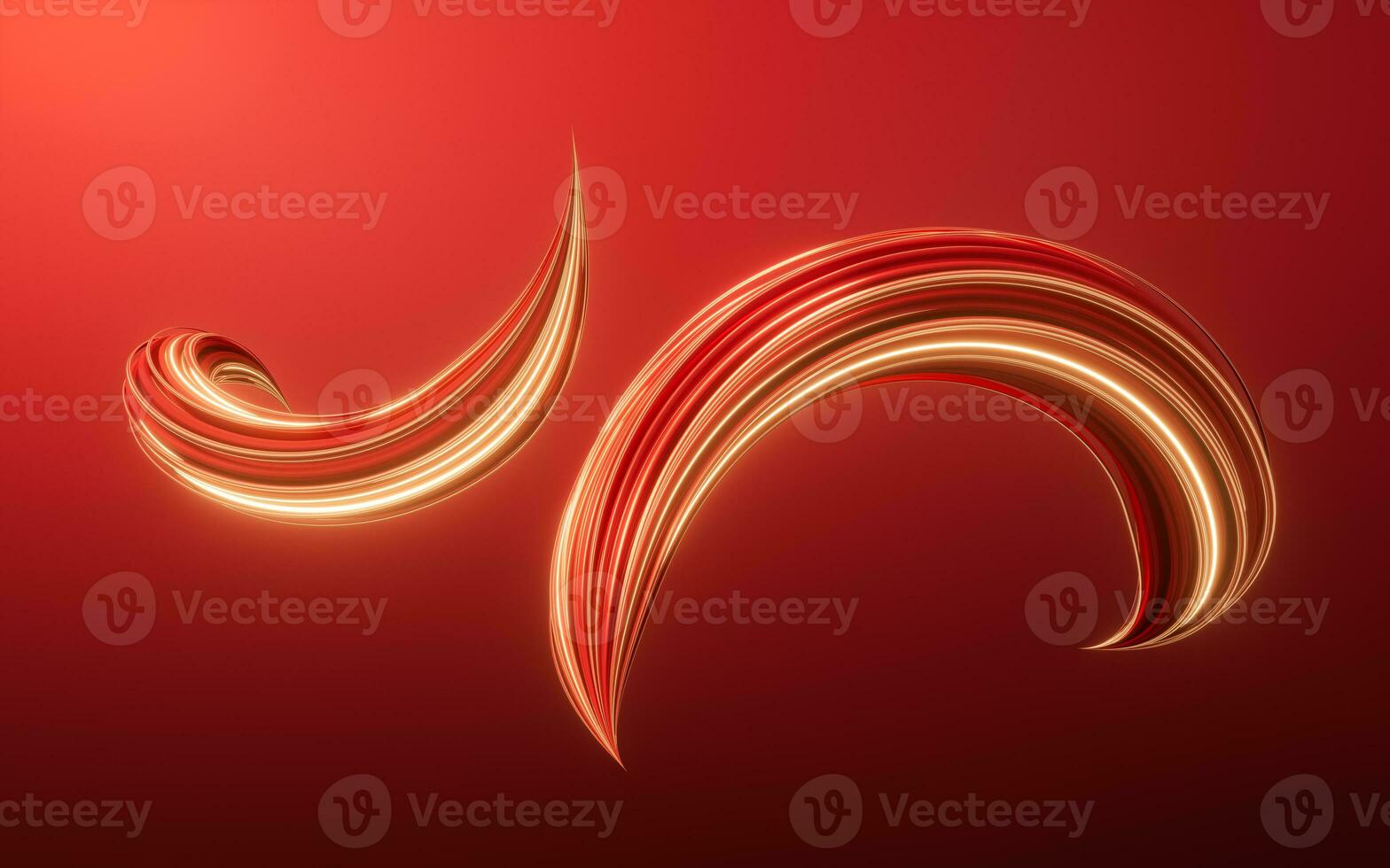 Flowing red geometry lines, 3d rendering. photo