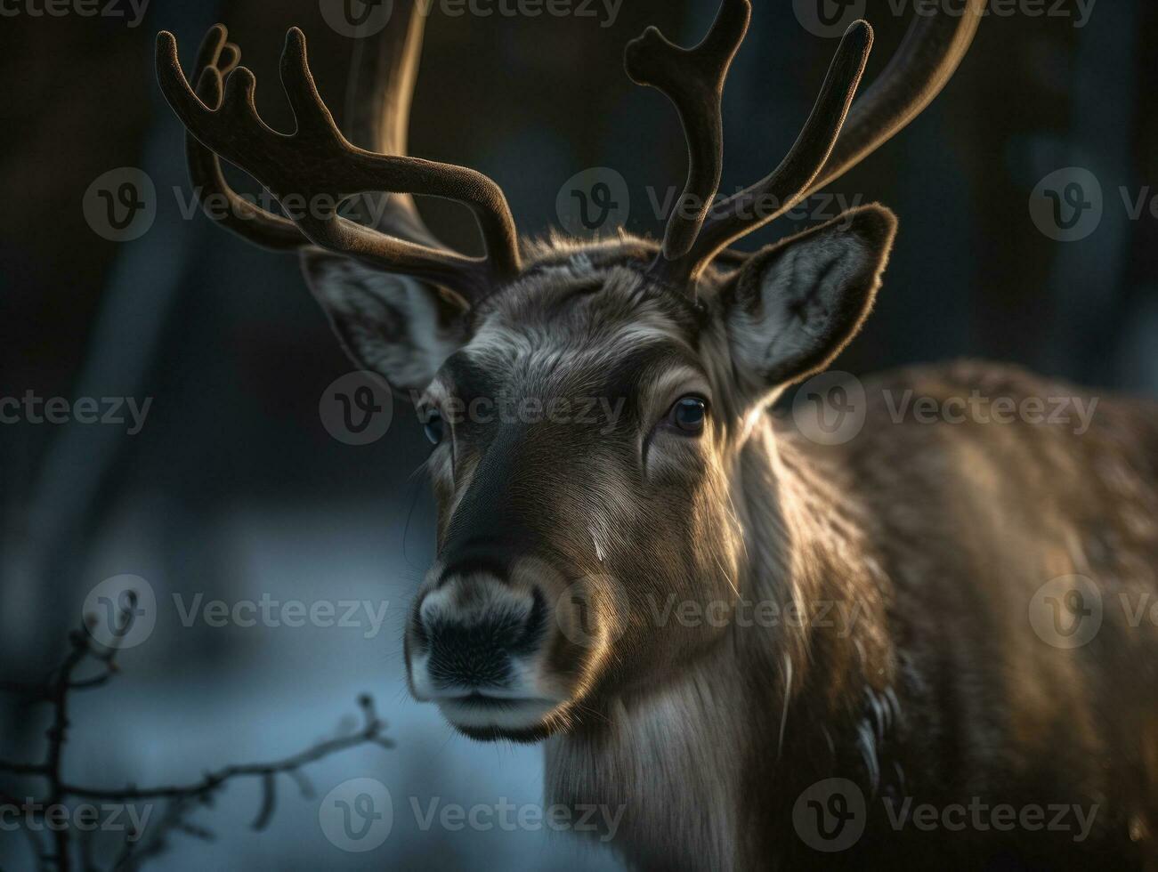 Reindeer portrait created with Generative AI technology photo