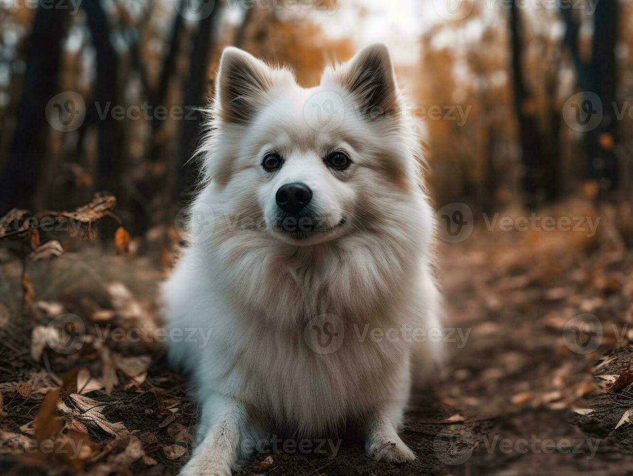 American Eskimo dog created with Generative AI technology photo