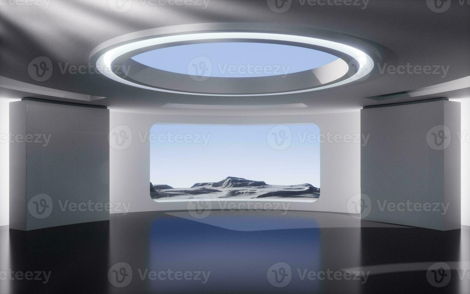Empty creative round room background, 3d rendering. photo