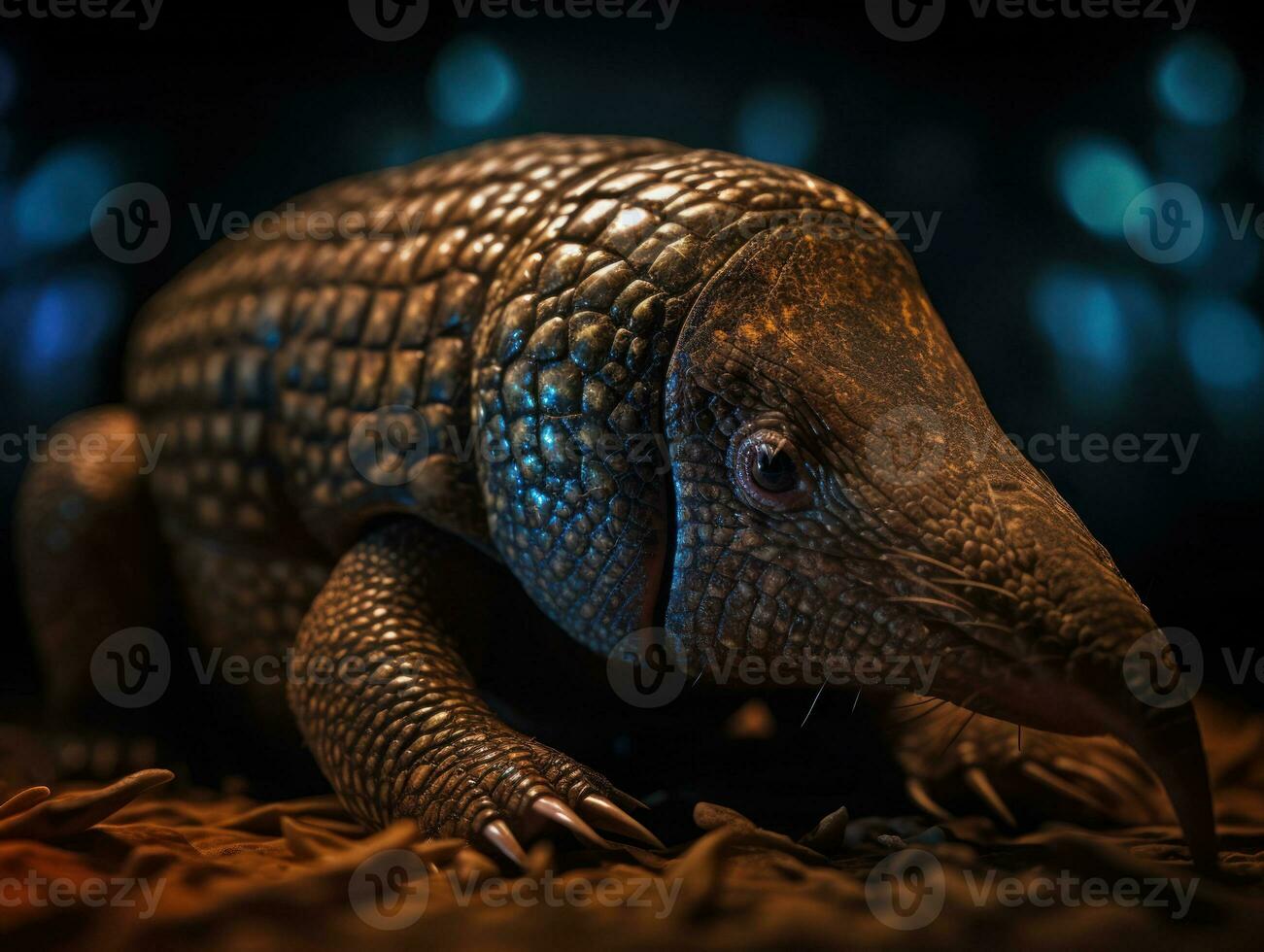 Armadillo portrait created with Generative AI technology photo