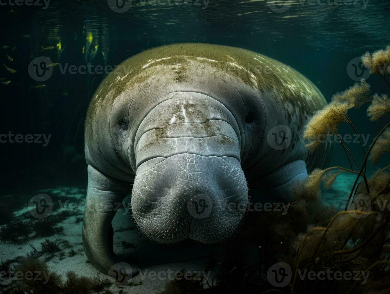 Dugong portrait created with Generative AI technology photo