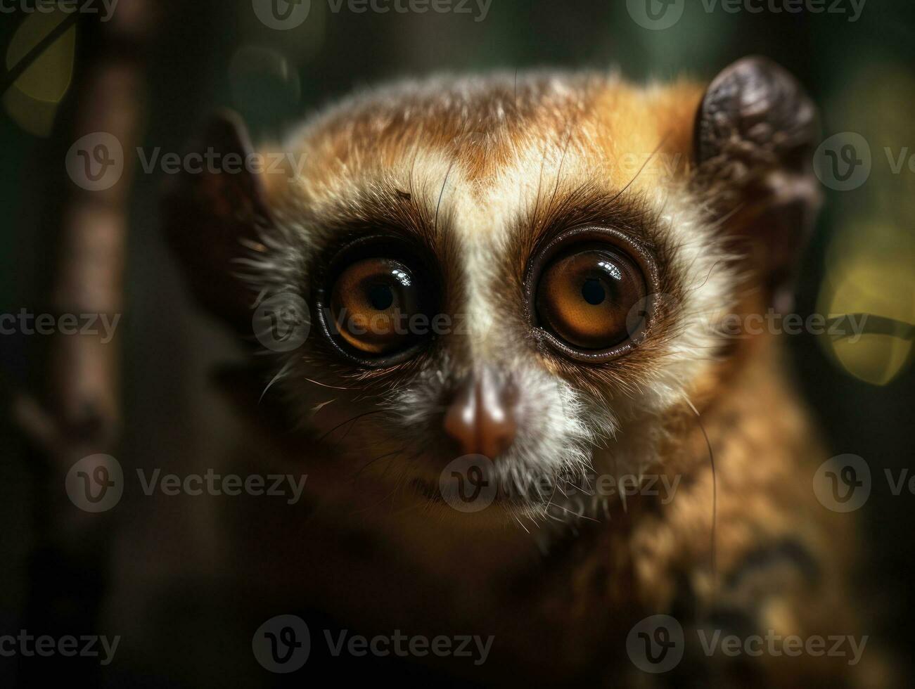 Loris monkey portrait created with Generative AI technology photo