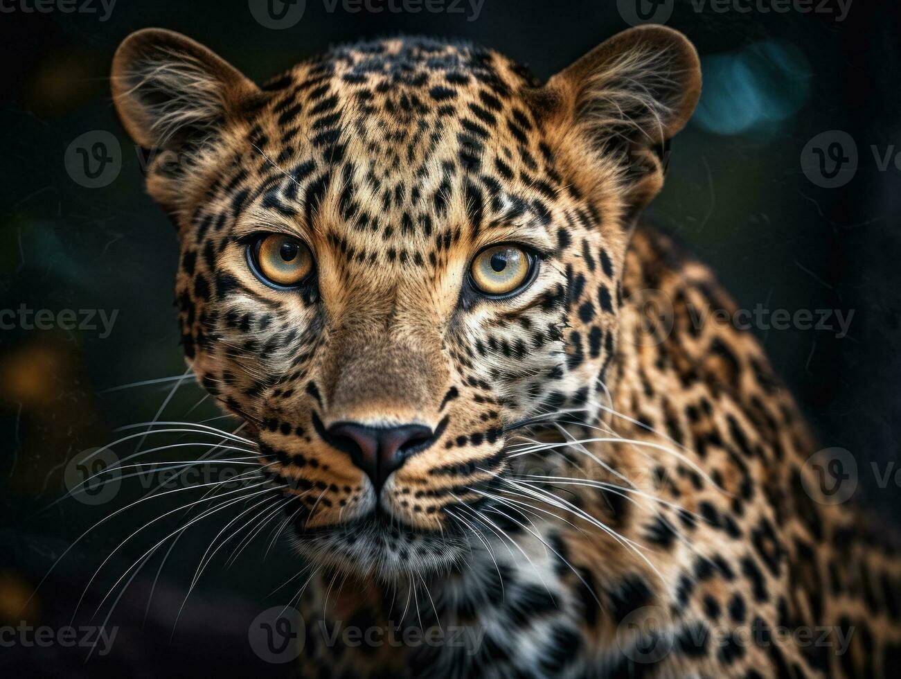 Leopard portrait close up created with Generative AI technology photo