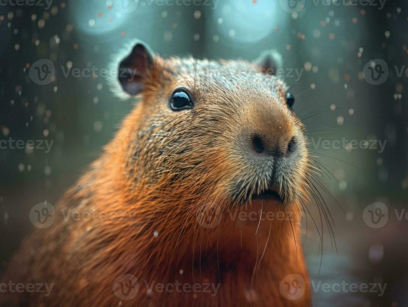 Capybara portrait created with Generative AI technology photo