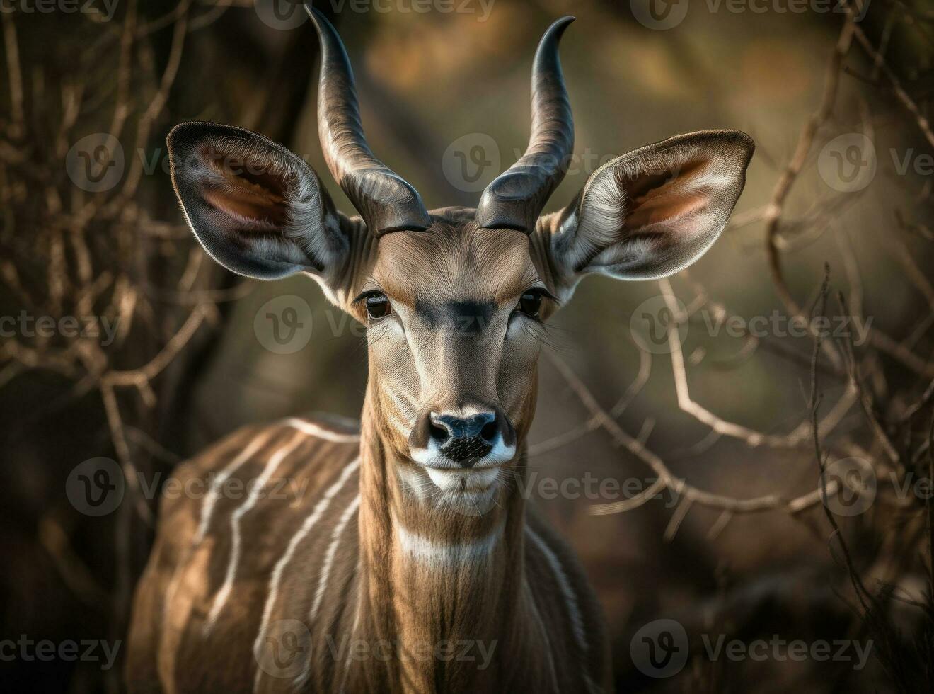 Kudu portrait created with Generative AI technology photo