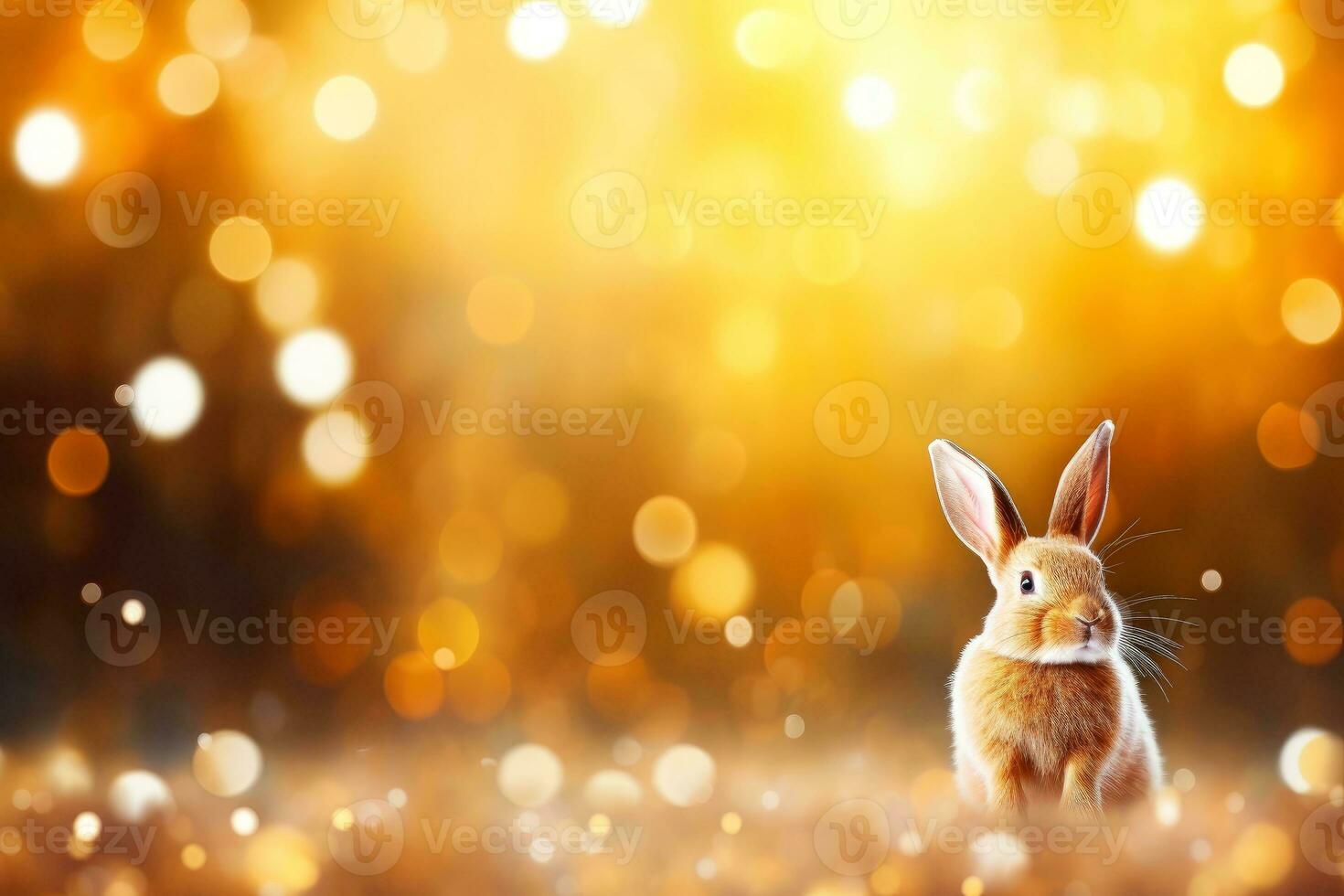 Close-up of cute rabbit with beautiful bokeh background, Generative AI illustration photo