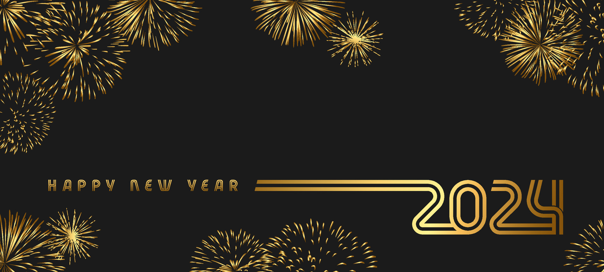 Happy New Year 2024. Golden digits 2024 with glitter and xmas decorations  nearby. Holiday Party Decoration…