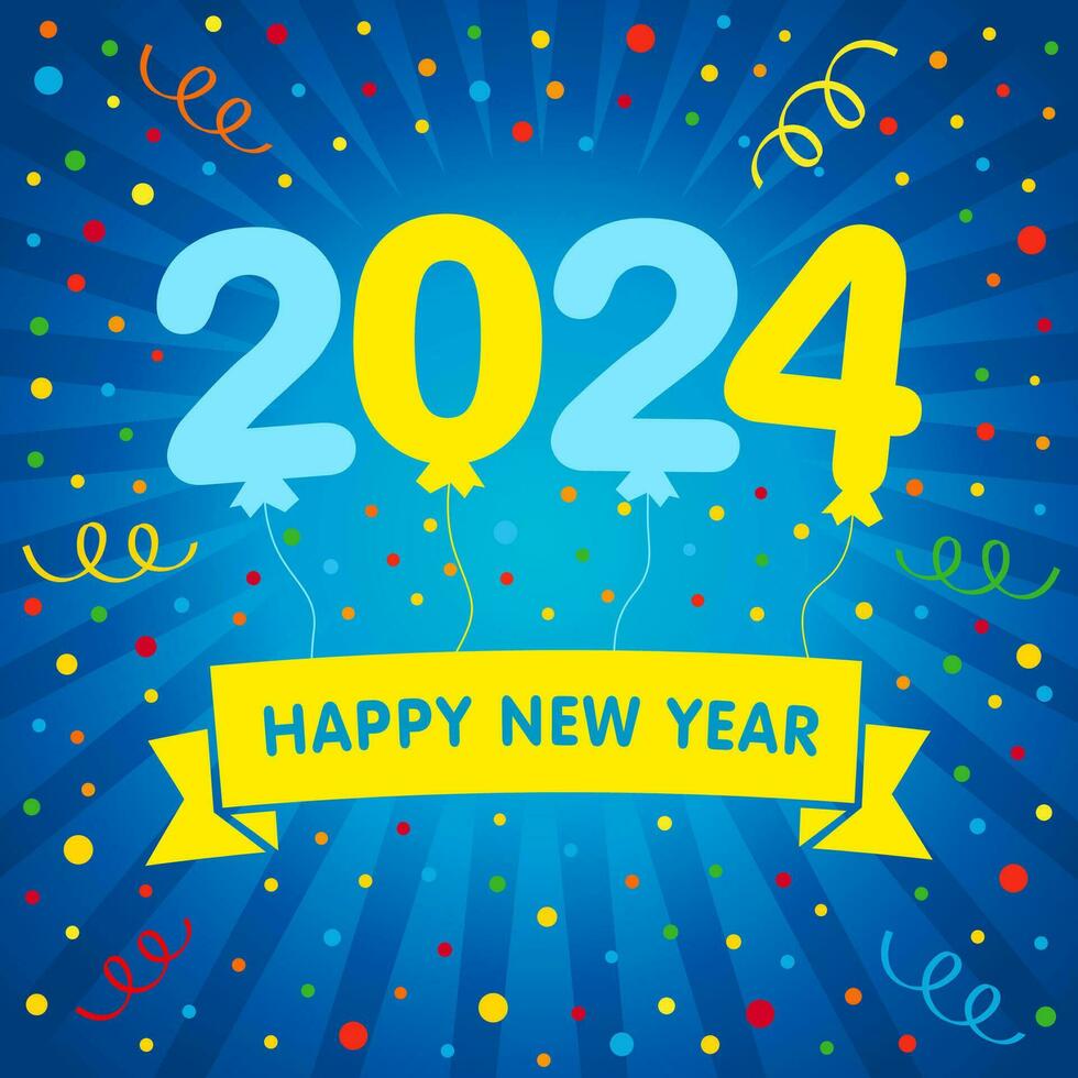 2024 new year balloons. Holiday background vector