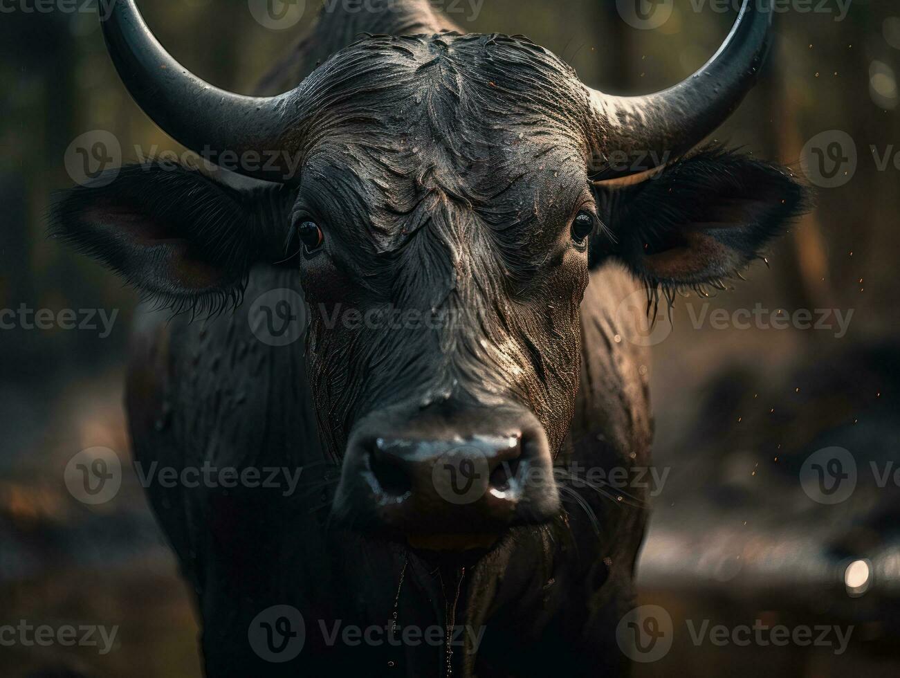 Buffalo portrait created with Generative AI technology photo