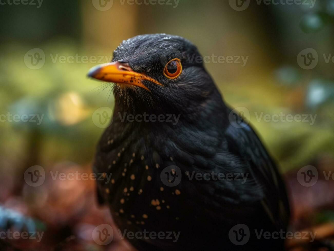 Blackbird bird portrait created with Generative AI technology photo