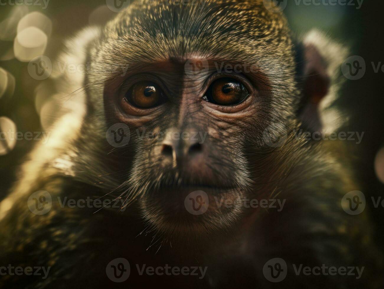 Monkey portrait created with Generative AI technology photo