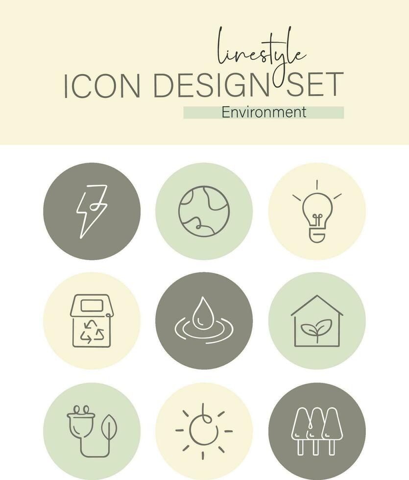 Linestyle Icon Design Set Environment vector