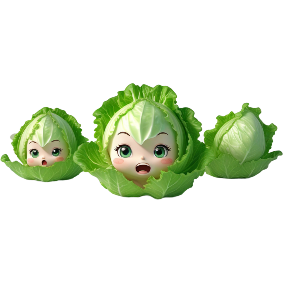 Green iceberg lettuce 3D illustration. AI Generative png