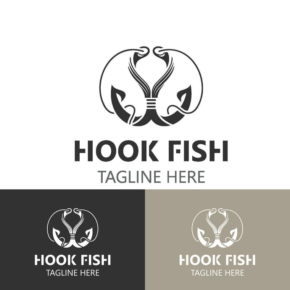 Hook Fishing logo simple and modern vintage rustic vector design style template illustration