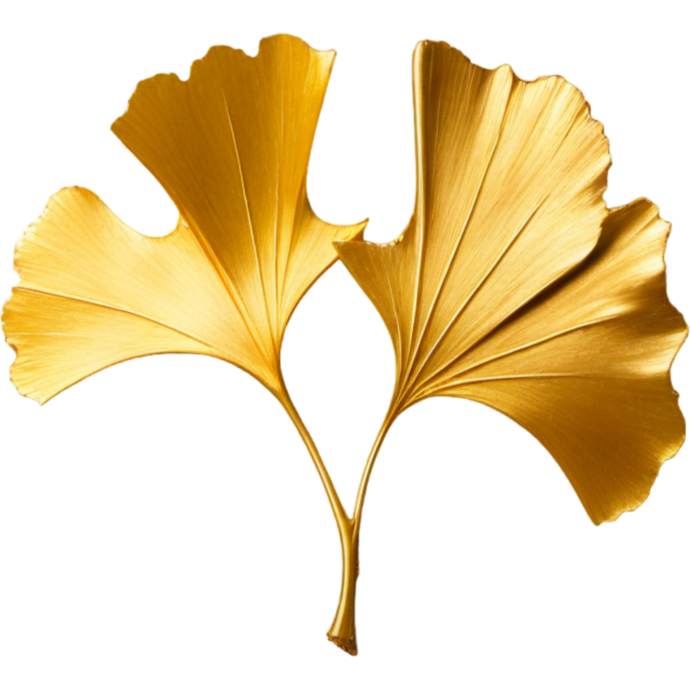 gouden ginkgo blad. ai generatief png