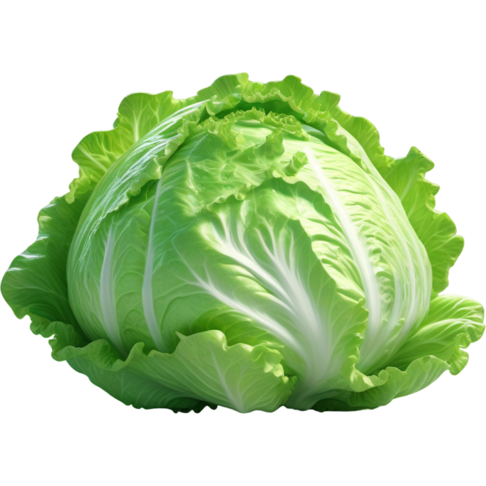 Green iceberg lettuce 3D illustration. AI Generative png