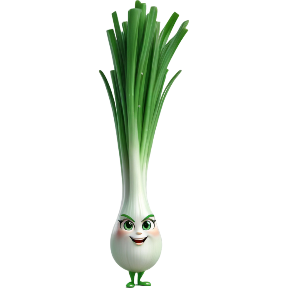 Green green onion 3D illustration. AI Generative 29572221 PNG