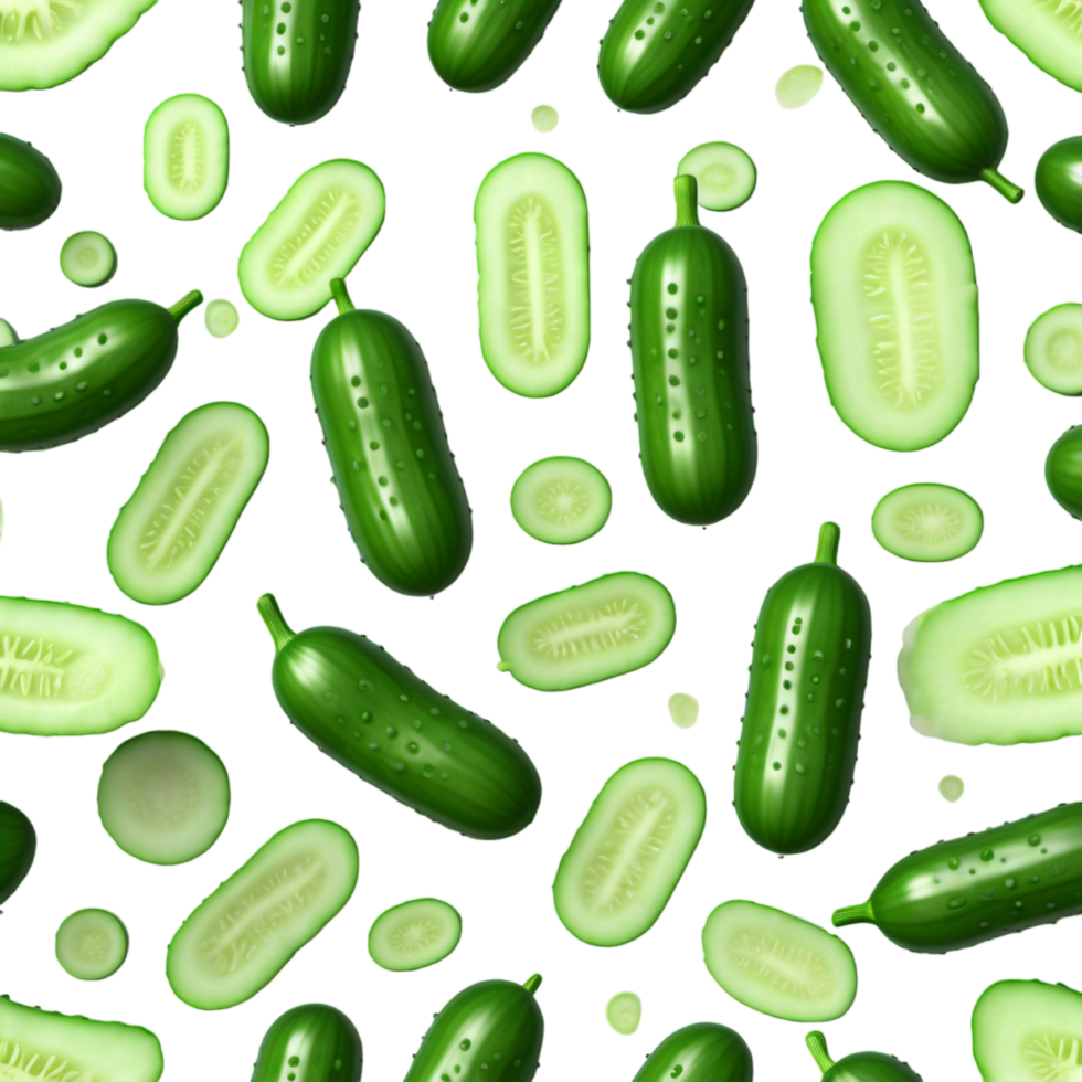 Green cucumber 3D illustration. AI Generative png