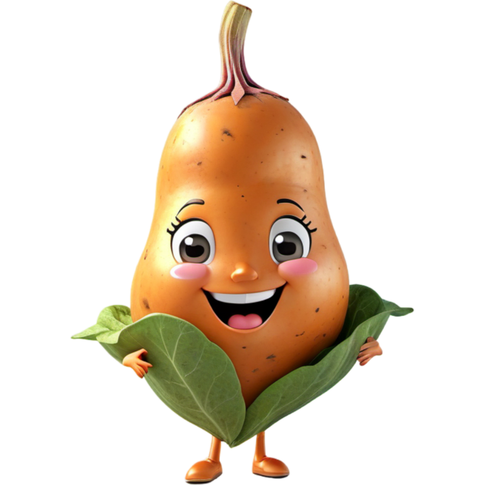 sweet potato 3D illustration. AI Generative png