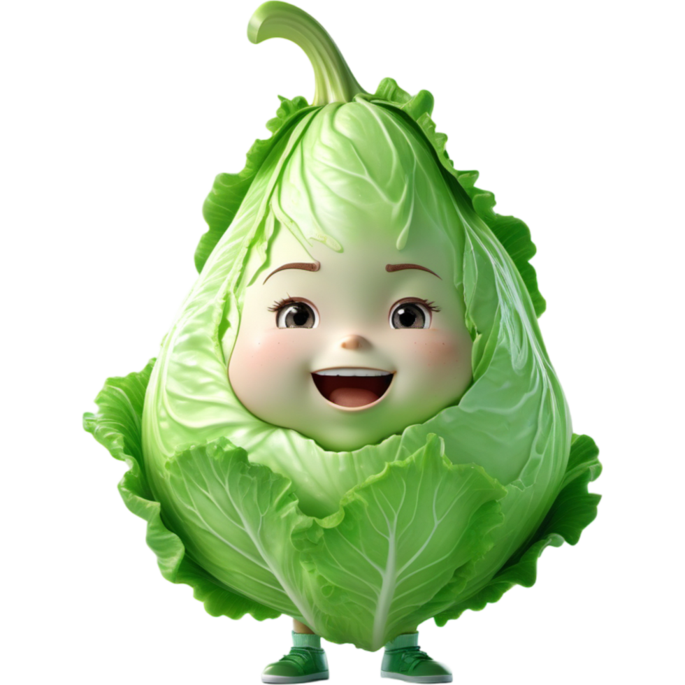 Green iceberg lettuce 3D illustration. AI Generative png