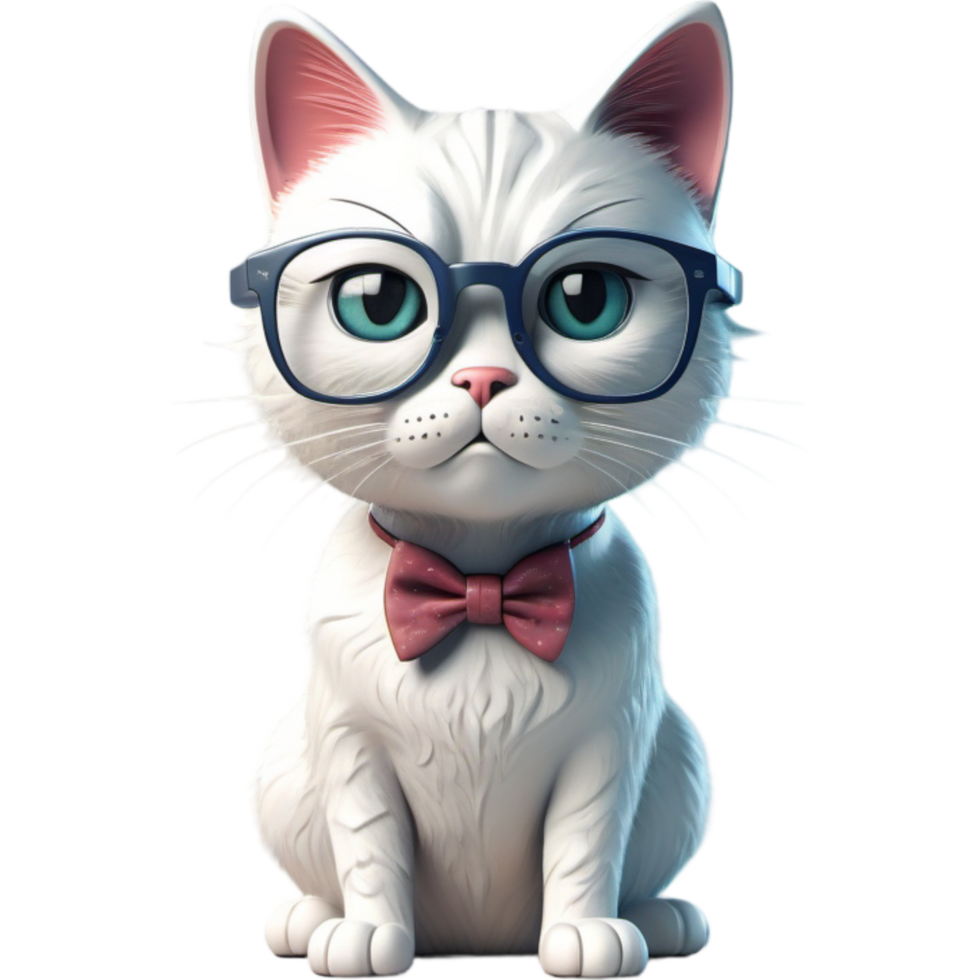 Hipster Comic Character Cat. AI Generative png