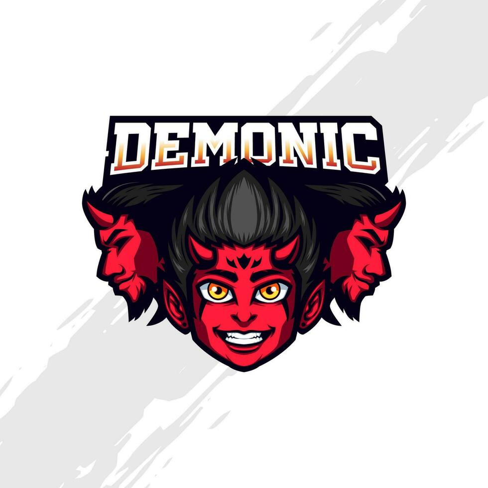 triple con membrete rojo demoníaco mascota logo vector