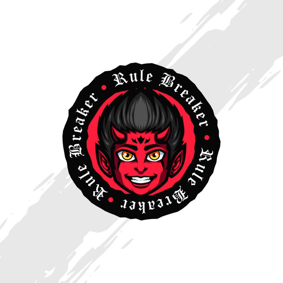 Rule Breaker Devil Boy Smiling Mascot Logo vector