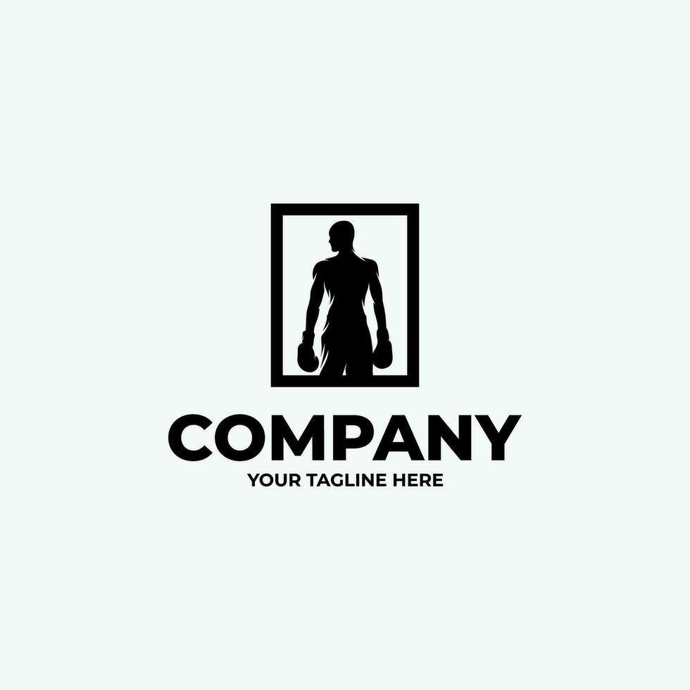 Boxing player logo design template vector