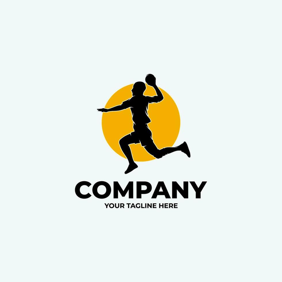 Handball player logo design template vector