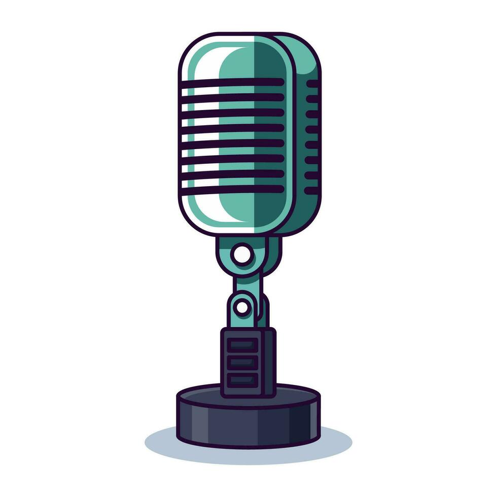 Microphone Vibrant Flat Picture. Perfect for different cards, textile, web sites, apps vector