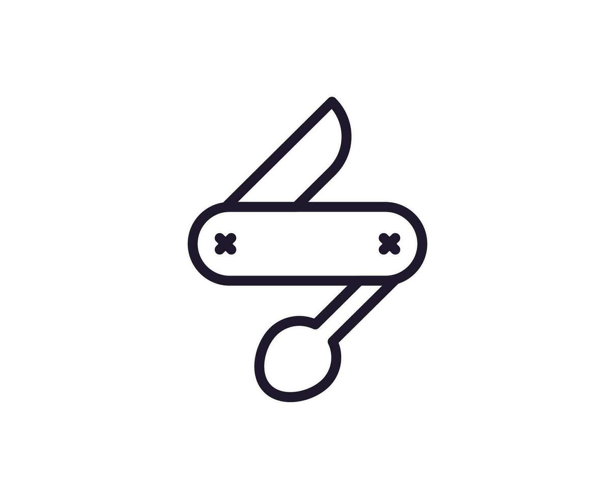 Camping line icon on white background vector