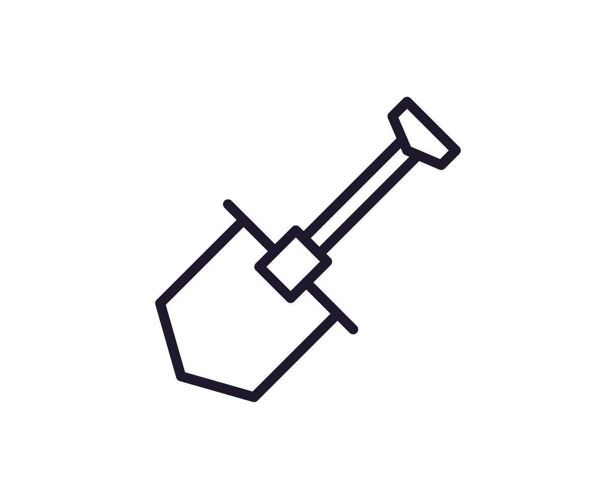 Shovel concept. Modern outline high quality illustration for banners, flyers and web sites. Editable stroke in trendy flat style. Line icon of shovel vector