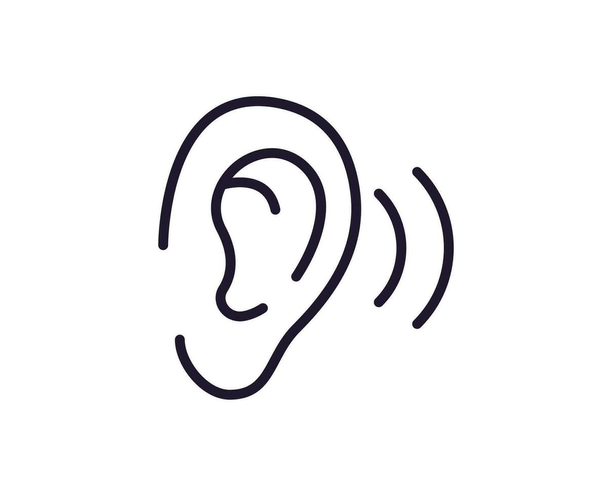 Healthcare concept. Vector sign drawn in line style for web sites, UI, apps, shops, stores, adverts. Editable stroke. Vector line icon of ear