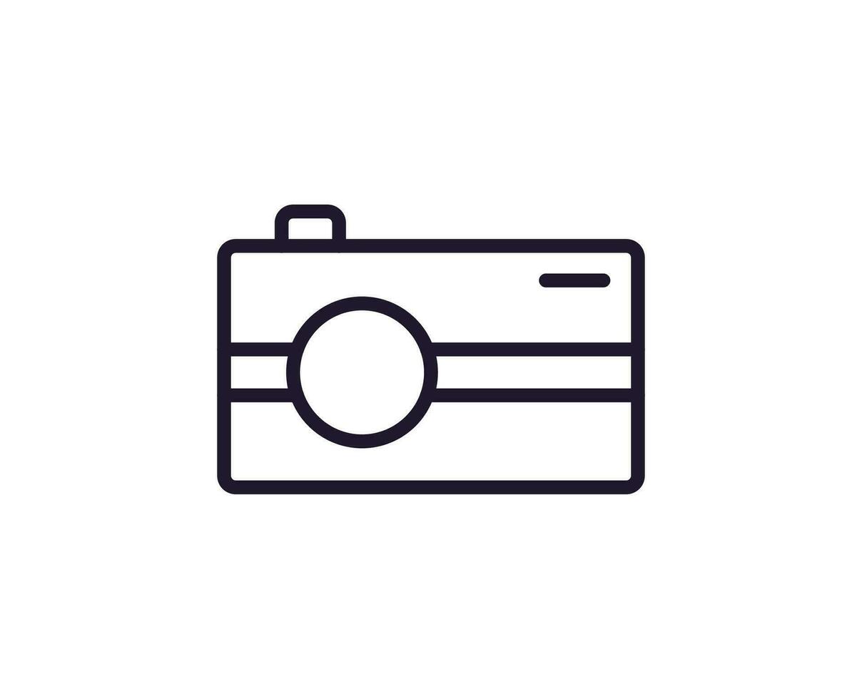 Camera concept. Single premium editable stroke pictogram perfect for logos, mobile apps, online shops and web sites. Vector symbol isolated on white background.