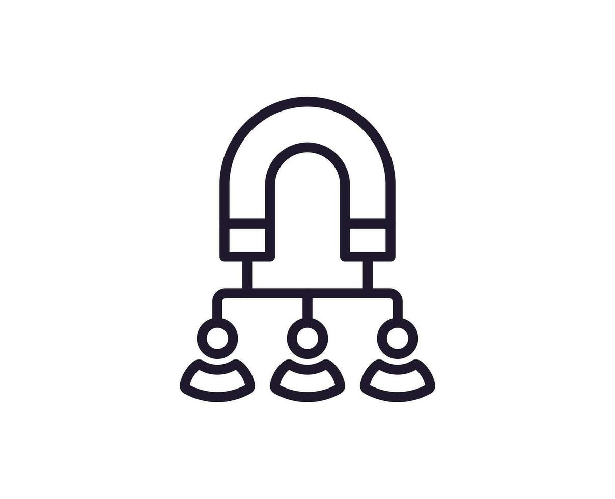 Single line icon of magnet on isolated white background. High quality editable stroke for mobile apps, web design, websites, online shops etc. vector