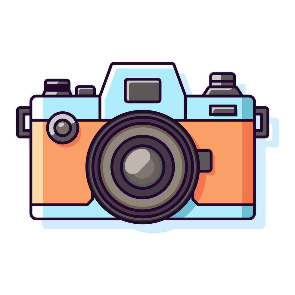 Photo Camera Colourful Vector Flat Illustration. Perfect for different cards, textile, web sites, apps
