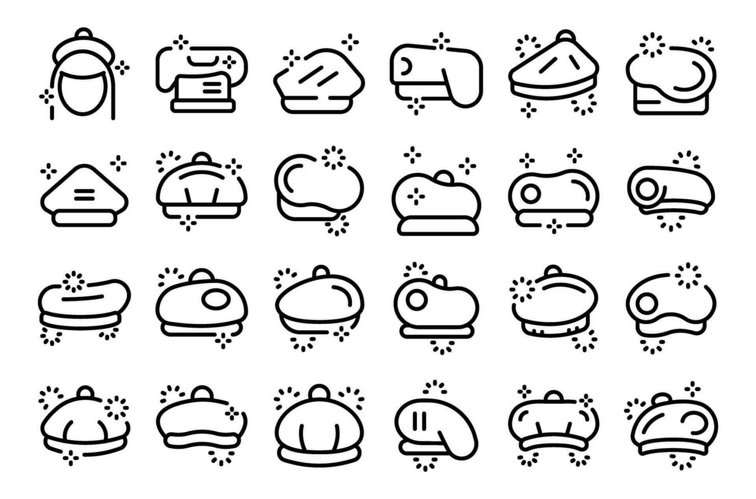 Beret icons set outline vector. French hat vector