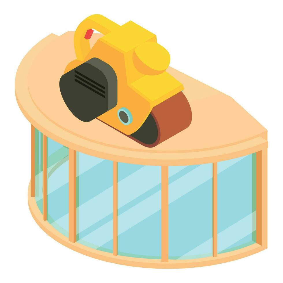 Power tool icon isometric vector. Handheld electric power tool panoramic window vector