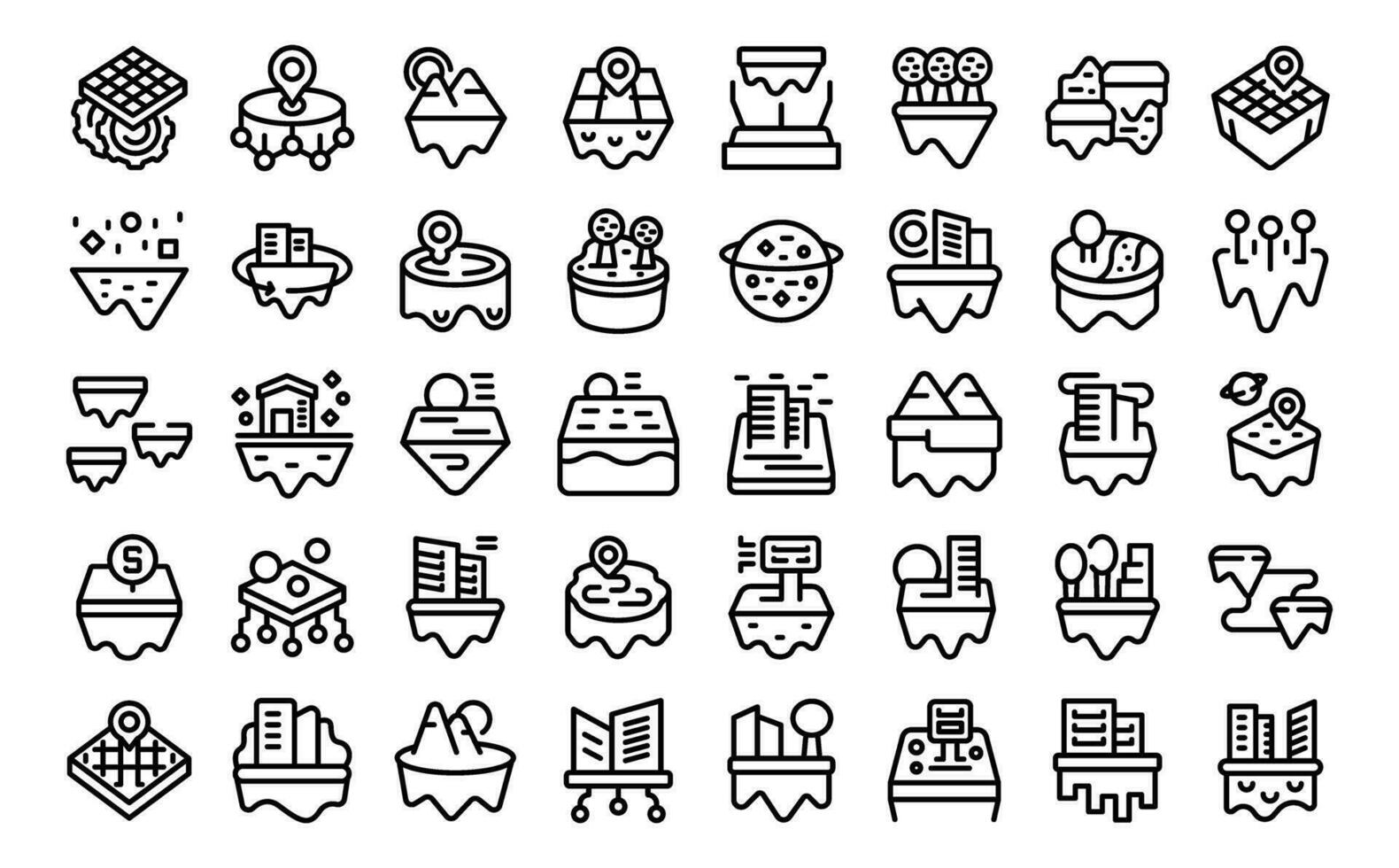 Metaverse land icons set outline vector. Space sale vector