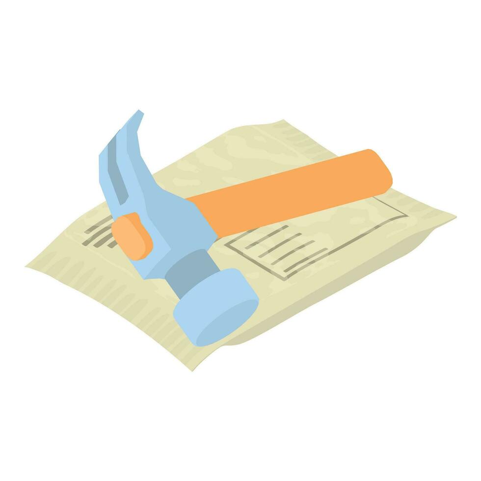 Repair service icon isometric vector. Hammer nail puller sealed paper envelope vector