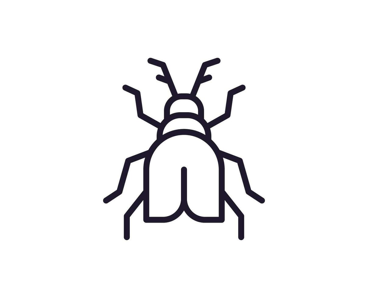 Bug concept. Single premium editable stroke pictogram perfect for logos, mobile apps, online shops and web sites. Vector symbol isolated on white background.