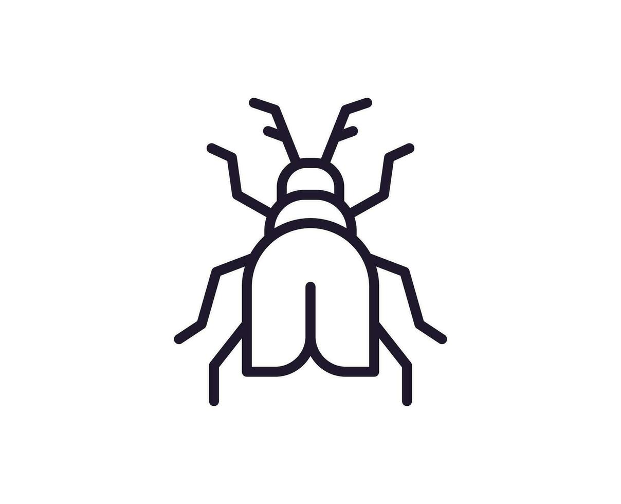 Bug concept. Single premium editable stroke pictogram perfect for logos, mobile apps, online shops and web sites. Vector symbol isolated on white background.