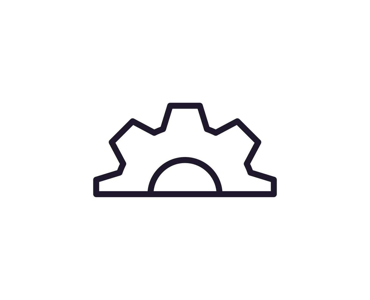 Gear concept. Single premium editable stroke pictogram perfect for logos, mobile apps, online shops and web sites. Vector symbol isolated on white background.