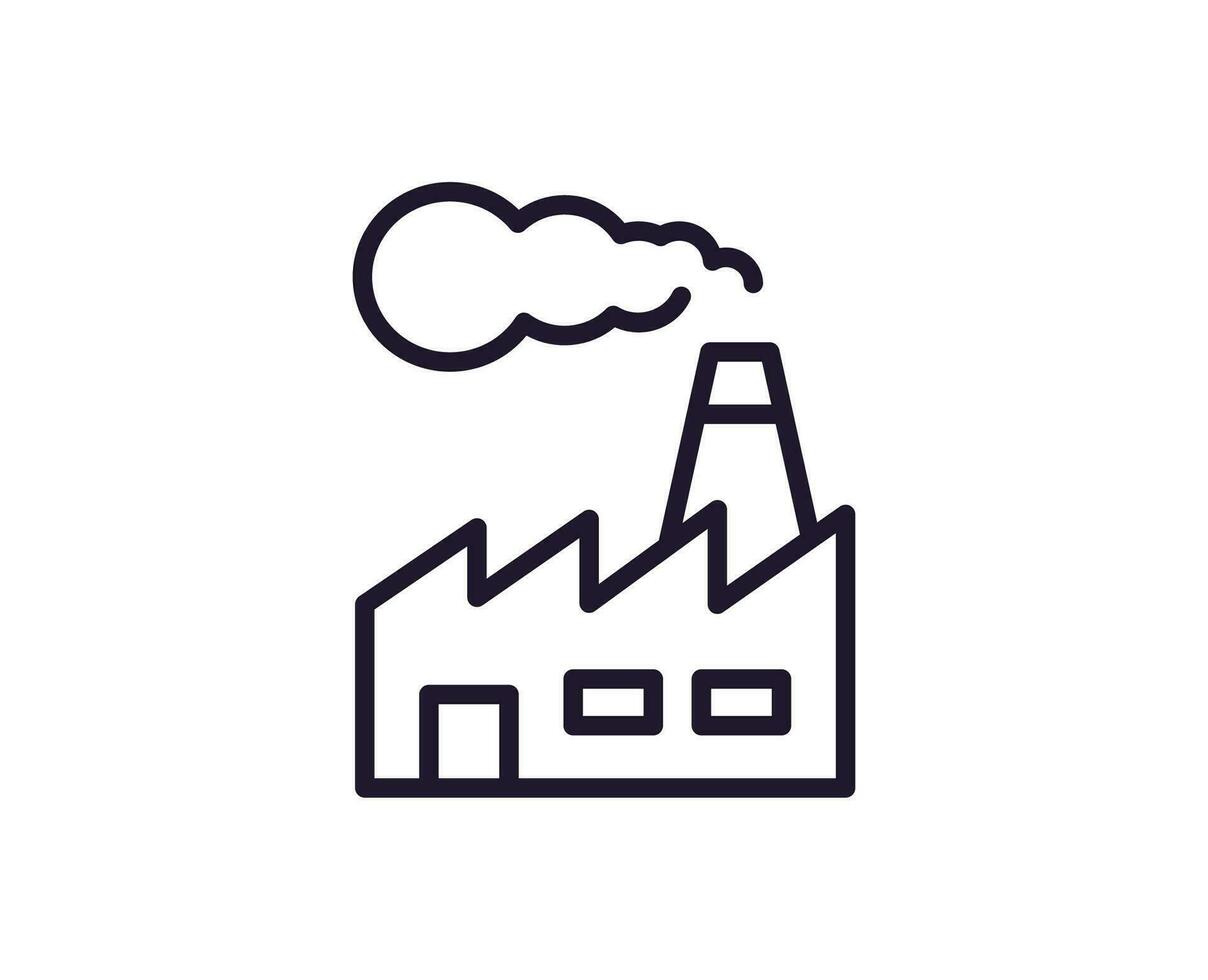 Single line icon of factory on isolated white background. High quality editable stroke for mobile apps, web design, websites, online shops etc. vector