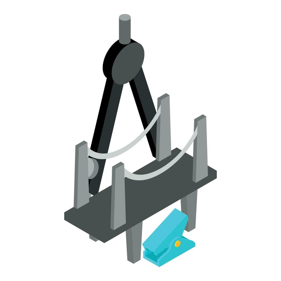 puente proyecto icono isométrica vector. puente modelo y grande dibujo Brújula vector